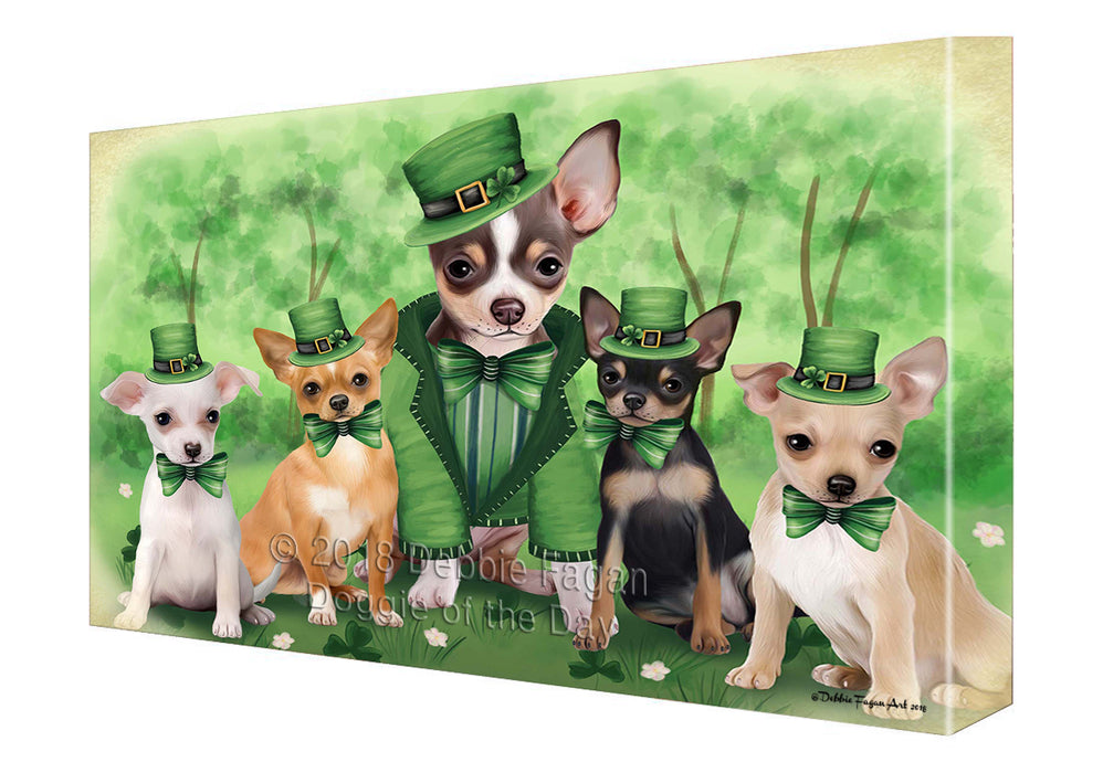 St. Patricks Day Irish Family Portrait Chihuahuas Dog Canvas Wall Art CVS54606