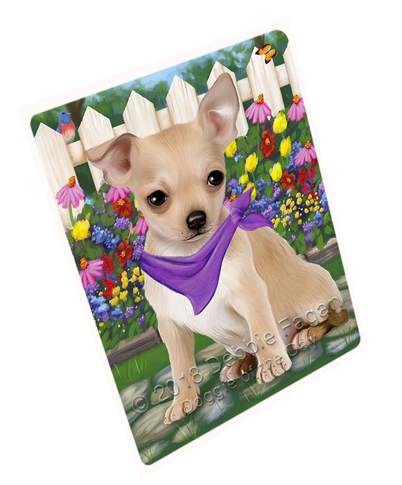 Spring Floral Chihuahua Dog Tempered Cutting Board C53427
