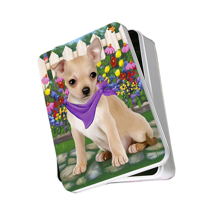 Spring Floral Chihuahua Dog Photo Storage Tin PITN49853