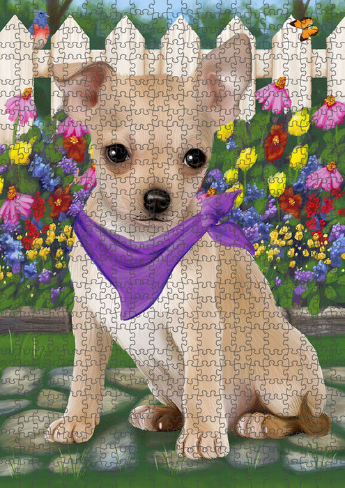 Spring Floral Chihuahua Dog Puzzle with Photo Tin PUZL53265