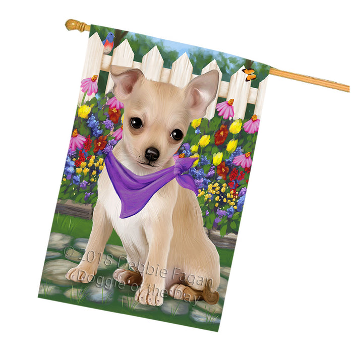 Spring Floral Chihuahua Dog House Flag FLG49818