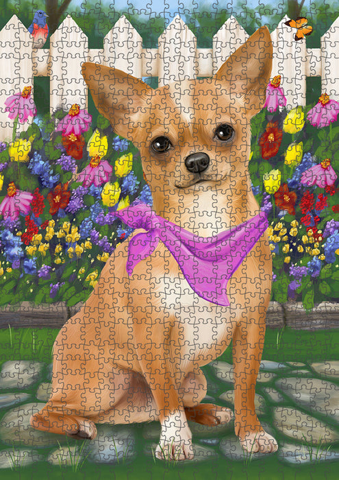 Spring Floral Chihuahua Dog Puzzle with Photo Tin PUZL53268