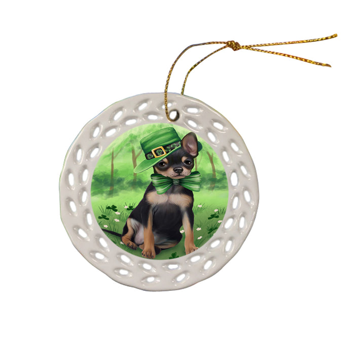 St. Patricks Day Irish Portrait Chihuahua Dog Ceramic Doily Ornament DPOR48778