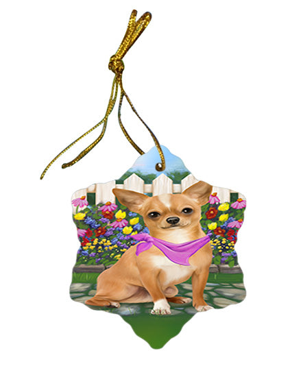 Spring Floral Chihuahua Dog Star Porcelain Ornament SPOR49846