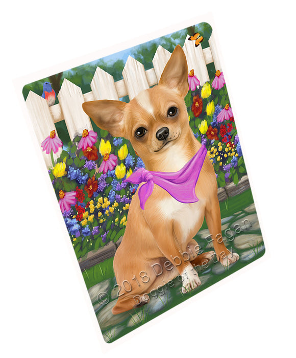 Spring Floral Chihuahua Dog Tempered Cutting Board C53430