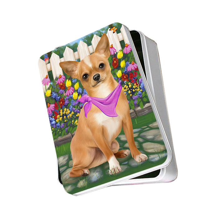 Spring Floral Chihuahua Dog Photo Storage Tin PITN49854