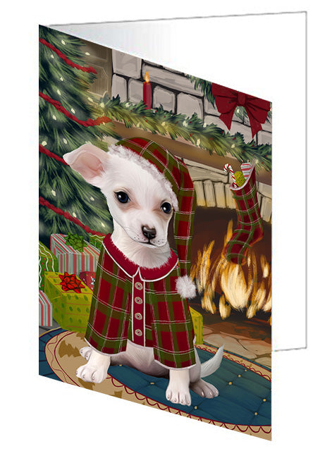 The Stocking was Hung Boston Terrier Dog Handmade Artwork Assorted Pets Greeting Cards and Note Cards with Envelopes for All Occasions and Holiday Seasons GCD70232