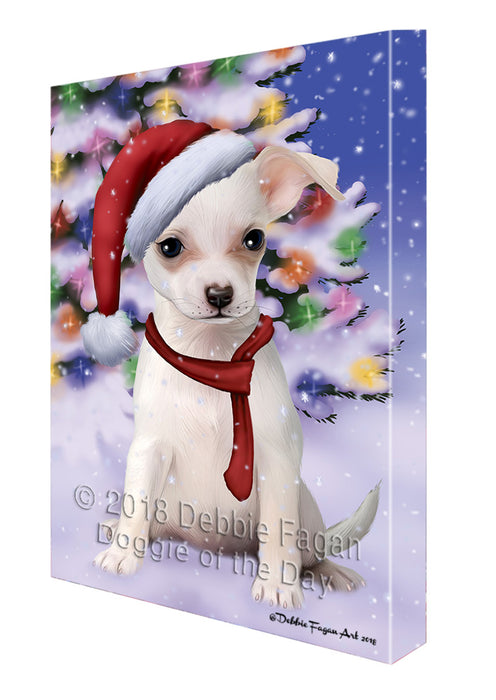 Winterland Wonderland Chihuahua Dog In Christmas Holiday Scenic Background  Canvas Print Wall Art Décor CVS98270