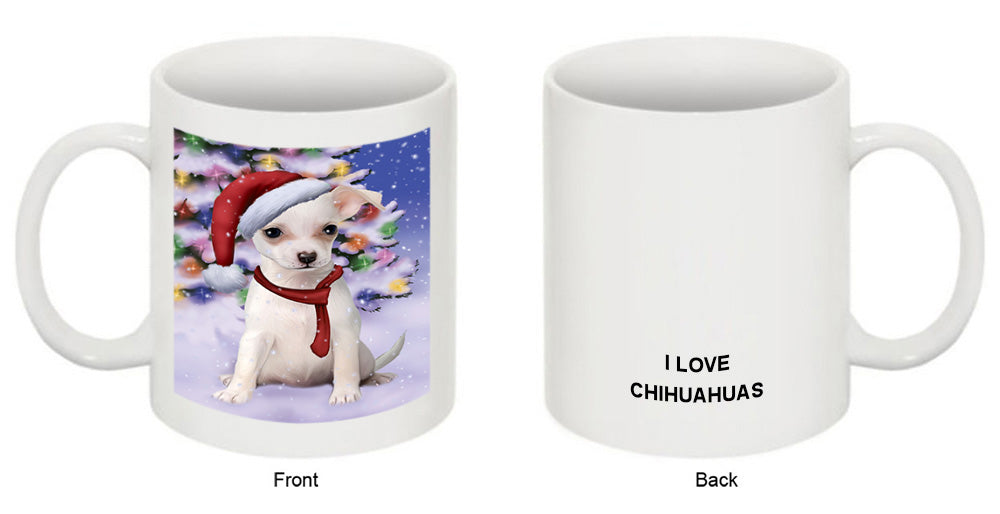 Winterland Wonderland Chihuahua Dog In Christmas Holiday Scenic Background  Coffee Mug MUG48778