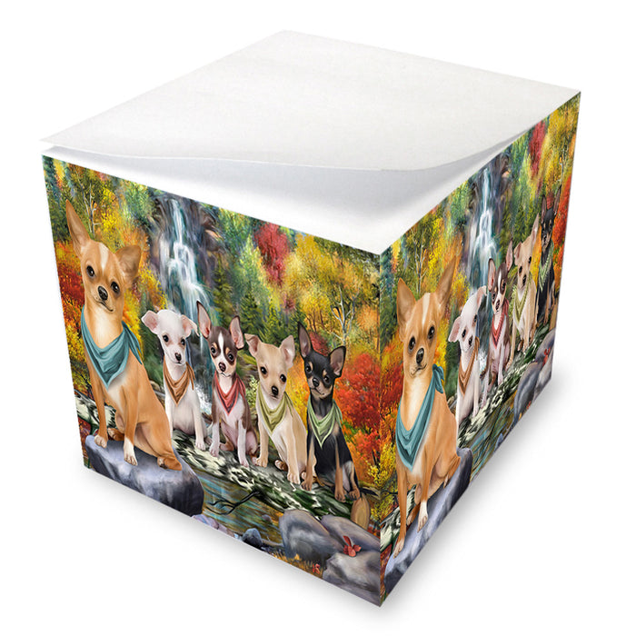 Scenic Waterfall Chihuahuas Dog Note Cube NOC51854