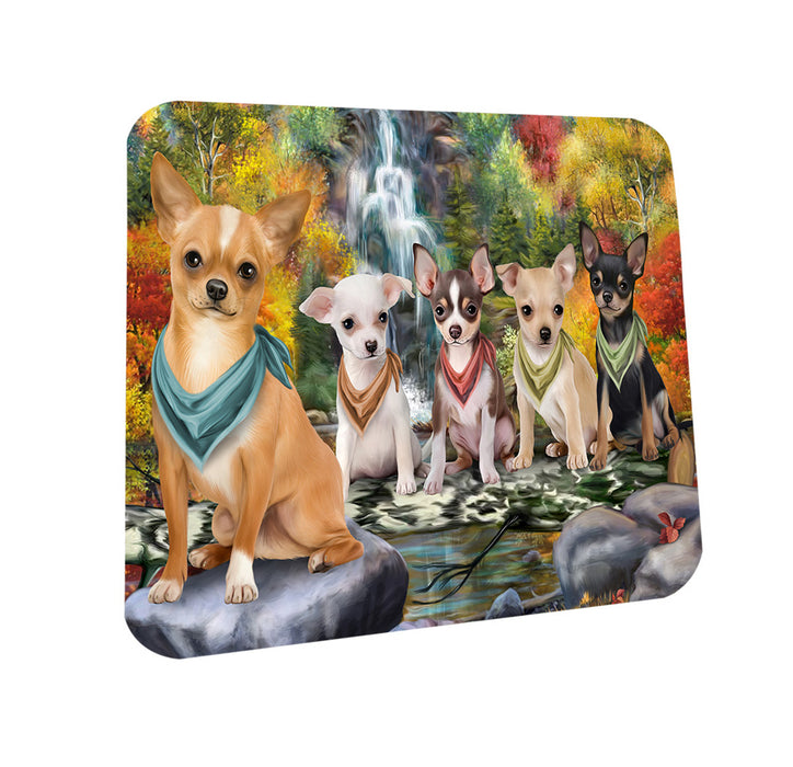 Scenic Waterfall Chihuahuas Dog Coasters Set of 4 CST51813
