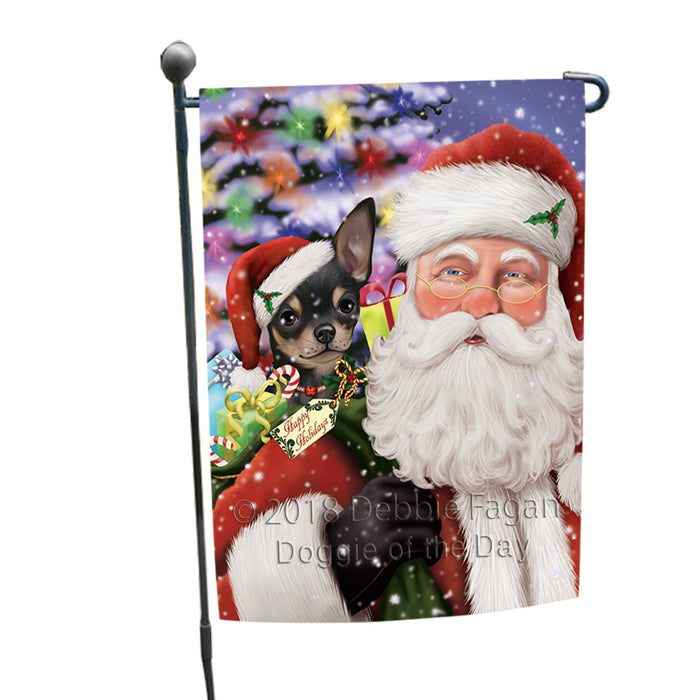 Santa Carrying Chihuahua Dog and Christmas Presents Garden Flag GFLG54040