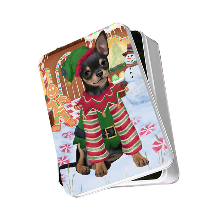 Christmas Gingerbread House Candyfest Chihuahua Dog Photo Storage Tin PITN56245