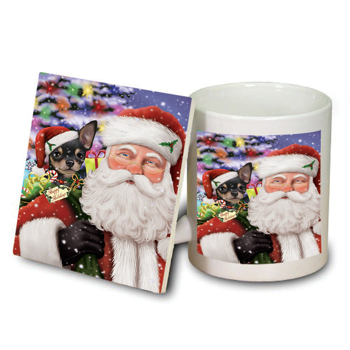 Santa Carrying Chihuahua Dog and Christmas Presents Mug and Coaster Set MUC53970