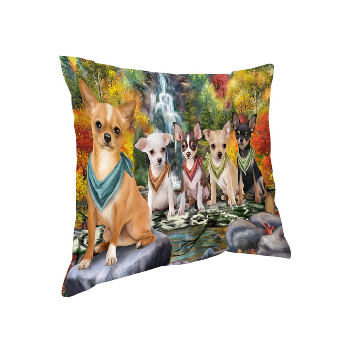 Scenic Waterfall Chihuahuas Dog Pillow PIL63780