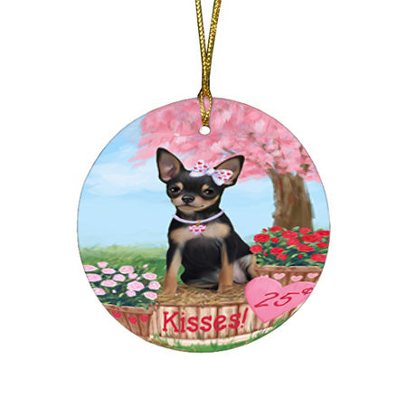 Rosie 25 Cent Kisses Chihuahua Dog Round Flat Christmas Ornament RFPOR56794