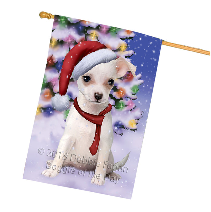 Winterland Wonderland Chihuahua Dog In Christmas Holiday Scenic Background  House Flag FLG53578