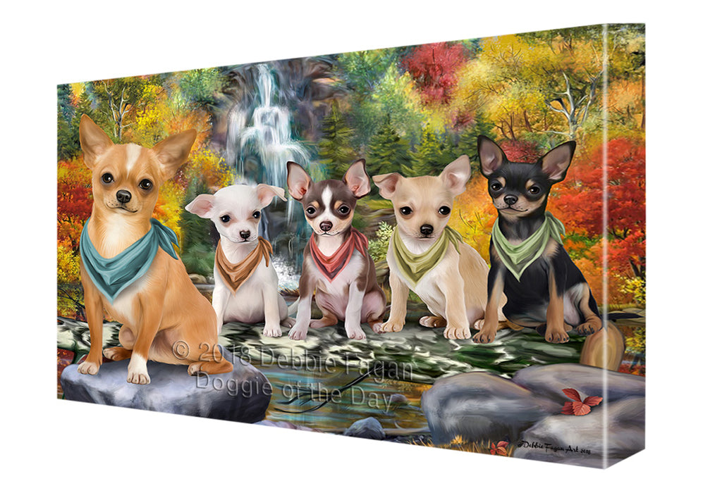 Scenic Waterfall Chihuahuas Dog Canvas Print Wall Art Décor CVS83951