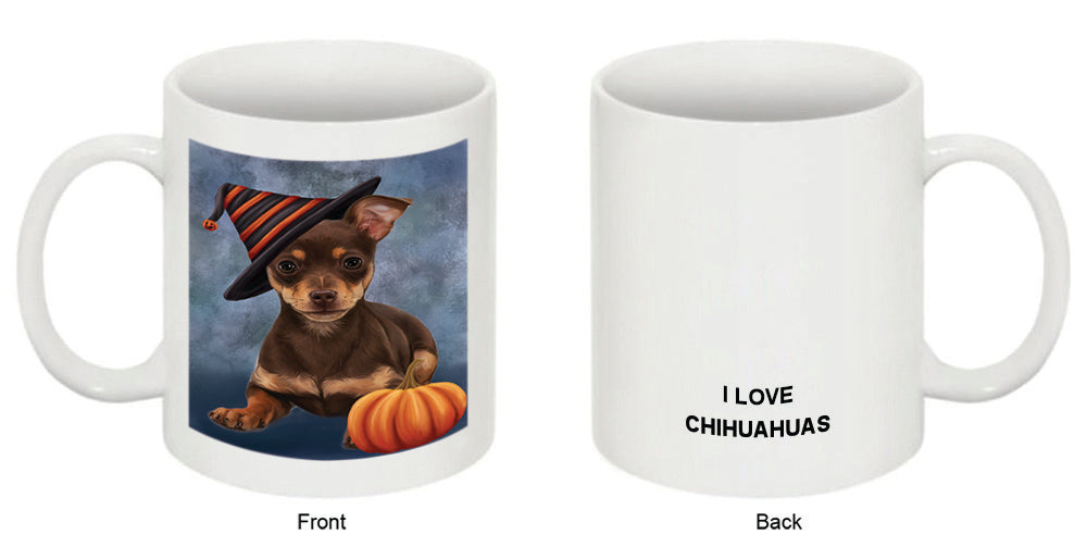 Happy Halloween Chihuahua Dog Wearing Witch Hat with Pumpkin Coffee Mug MUG50280