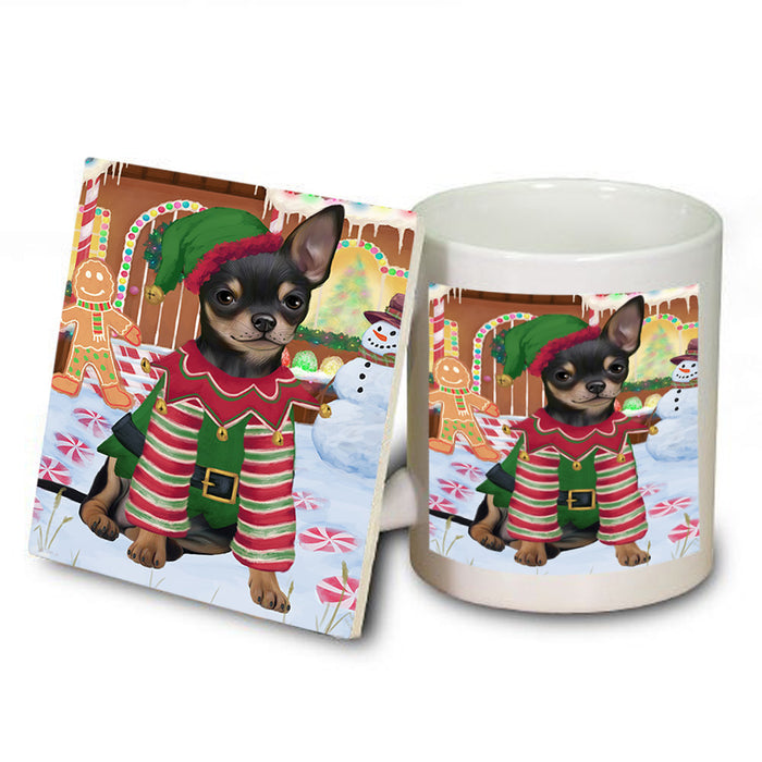 Christmas Gingerbread House Candyfest Chihuahua Dog Mug and Coaster Set MUC56294