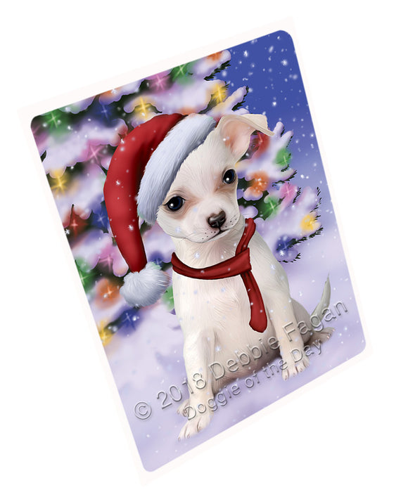 Winterland Wonderland Chihuahua Dog In Christmas Holiday Scenic Background  Cutting Board C64584