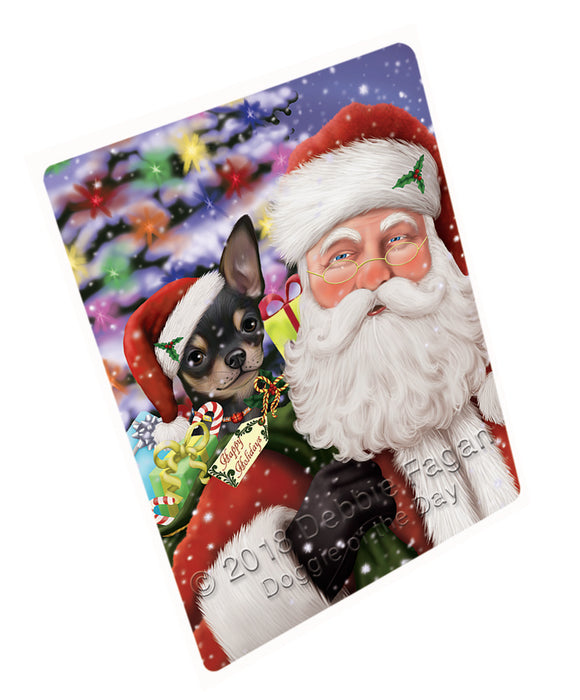 Santa Carrying Chihuahua Dog and Christmas Presents Large Refrigerator / Dishwasher Magnet RMAG84750
