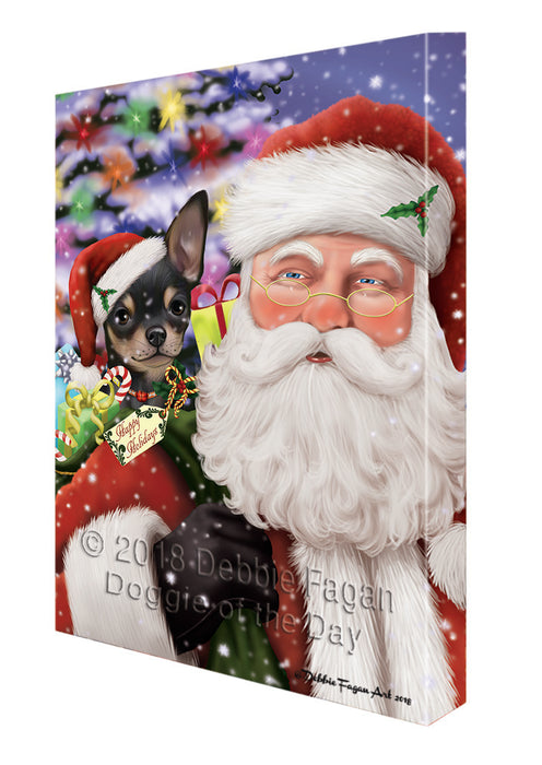 Santa Carrying Chihuahua Dog and Christmas Presents Canvas Print Wall Art Décor CVS103652