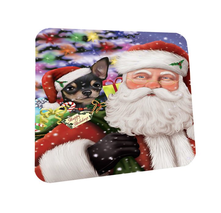 Santa Carrying Chihuahua Dog and Christmas Presents Coasters Set of 4 CST53936
