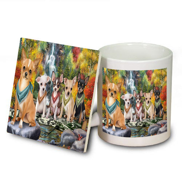 Scenic Waterfall Chihuahuas Dog Mug and Coaster Set MUC51846