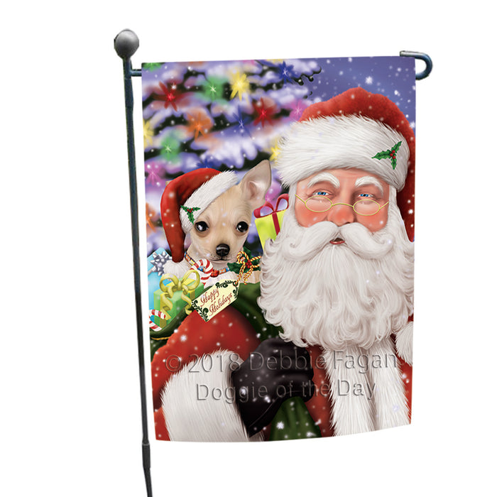Santa Carrying Chihuahua Dog and Christmas Presents Garden Flag GFLG54041