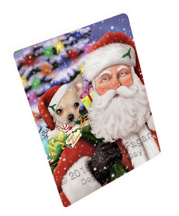 Santa Carrying Chihuahua Dog and Christmas Presents Large Refrigerator / Dishwasher Magnet RMAG84756