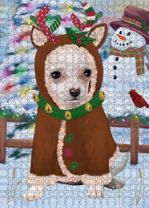 Christmas Gingerbread House Candyfest Chihuahua Dog Puzzle with Photo Tin PUZL93412