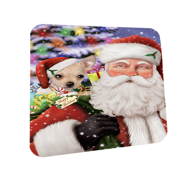 Santa Carrying Chihuahua Dog and Christmas Presents Coasters Set of 4 CST53937