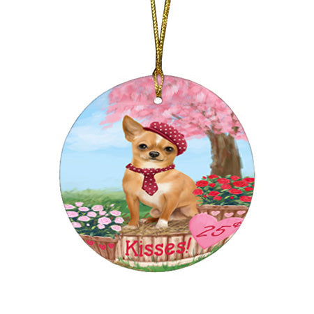 Rosie 25 Cent Kisses Chihuahua Dog Round Flat Christmas Ornament RFPOR56795