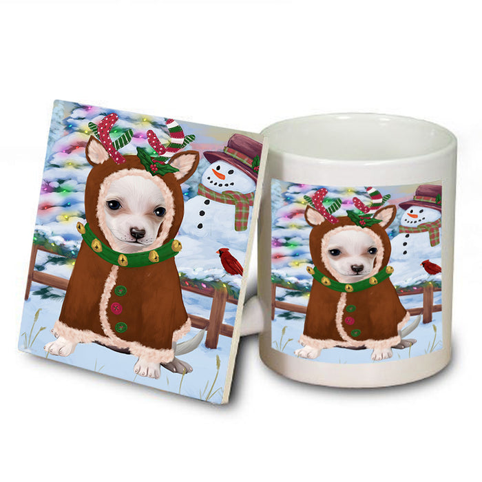 Christmas Gingerbread House Candyfest Chihuahua Dog Mug and Coaster Set MUC56295