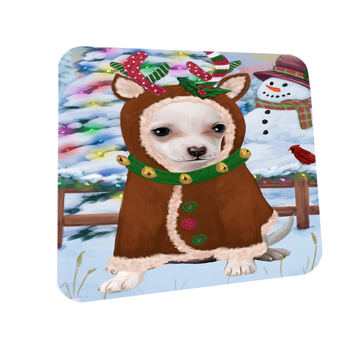 Christmas Gingerbread House Candyfest Chihuahua Dog Coasters Set of 4 CST56261