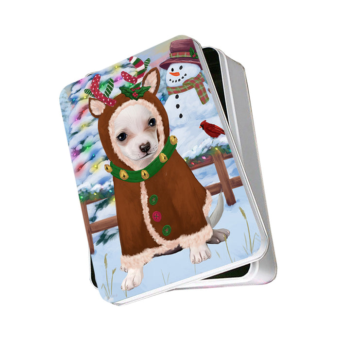Christmas Gingerbread House Candyfest Chihuahua Dog Photo Storage Tin PITN56246