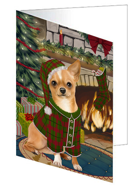The Stocking was Hung Boston Terrier Dog Handmade Artwork Assorted Pets Greeting Cards and Note Cards with Envelopes for All Occasions and Holiday Seasons GCD70229