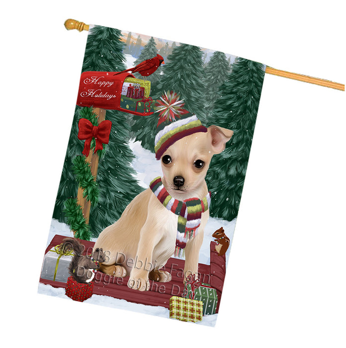Merry Christmas Woodland Sled Chihuahua Dog House Flag FLG55325
