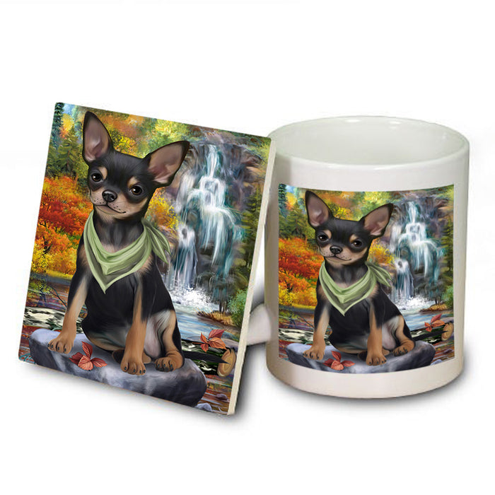 Scenic Waterfall Chihuahua Dog Mug and Coaster Set MUC51847