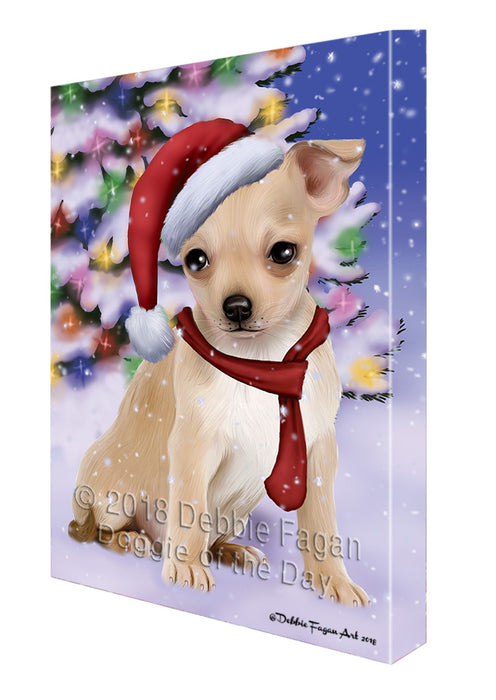 Winterland Wonderland Chihuahua Dog In Christmas Holiday Scenic Background  Canvas Print Wall Art Décor CVS98279