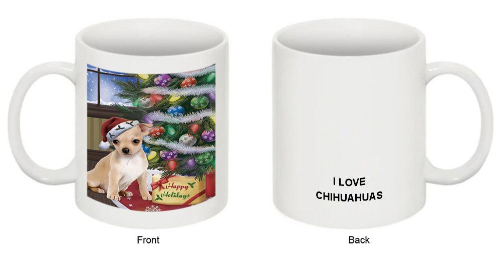 Christmas Happy Holidays Chihuahua Dog with Tree and Presents Coffee Mug MUG49218