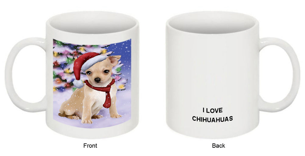 Winterland Wonderland Chihuahua Dog In Christmas Holiday Scenic Background  Coffee Mug MUG48779