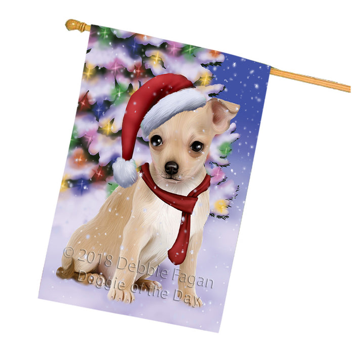Winterland Wonderland Chihuahua Dog In Christmas Holiday Scenic Background  House Flag FLG53579