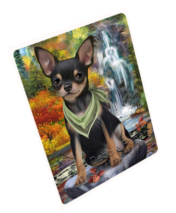 Scenic Waterfall Chihuahua Dog Large Refrigerator / Dishwasher Magnet RMAG71628
