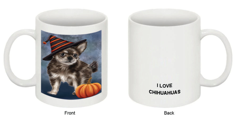 Happy Halloween Chihuahua Dog Wearing Witch Hat with Pumpkin Coffee Mug MUG50281