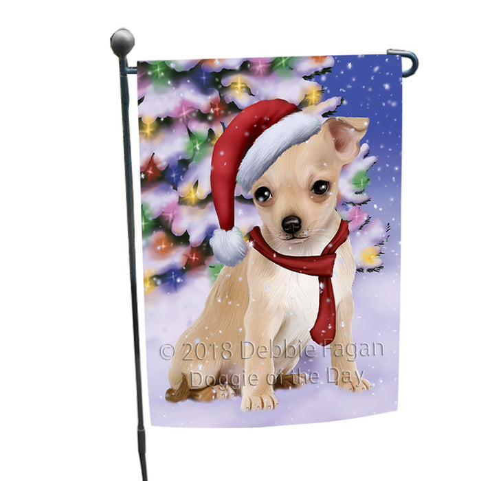 Winterland Wonderland Chihuahua Dog In Christmas Holiday Scenic Background  Garden Flag GFLG53443