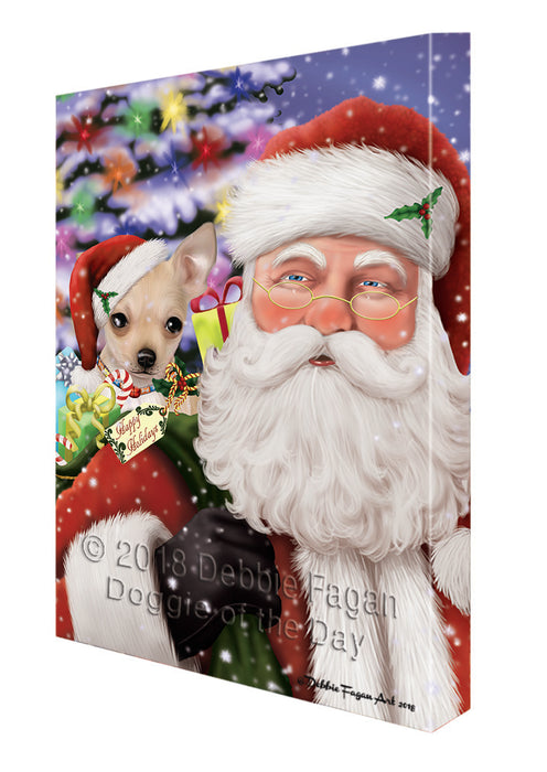 Santa Carrying Chihuahua Dog and Christmas Presents Canvas Print Wall Art Décor CVS103661