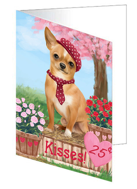 Rosie 25 Cent Kisses Chihuahua Dog Handmade Artwork Assorted Pets Greeting Cards and Note Cards with Envelopes for All Occasions and Holiday Seasons GCD73832