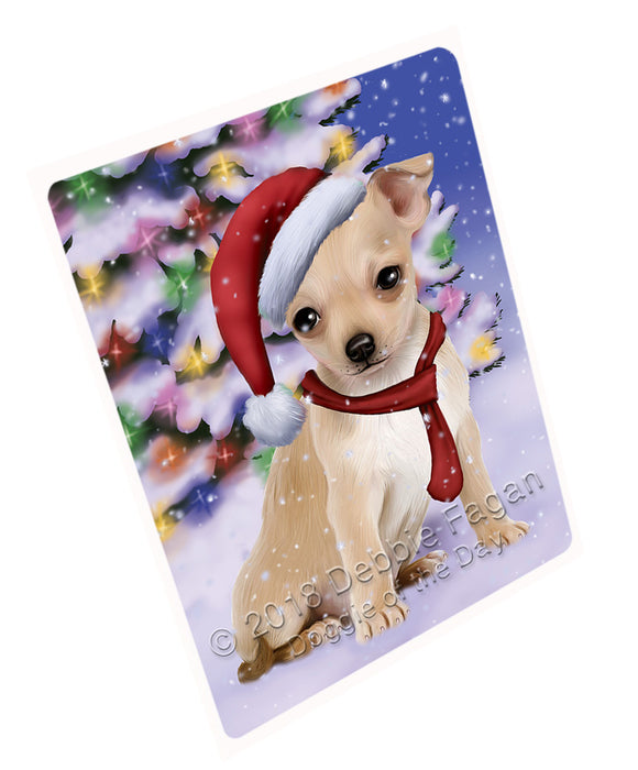 Winterland Wonderland Chihuahua Dog In Christmas Holiday Scenic Background  Cutting Board C64587